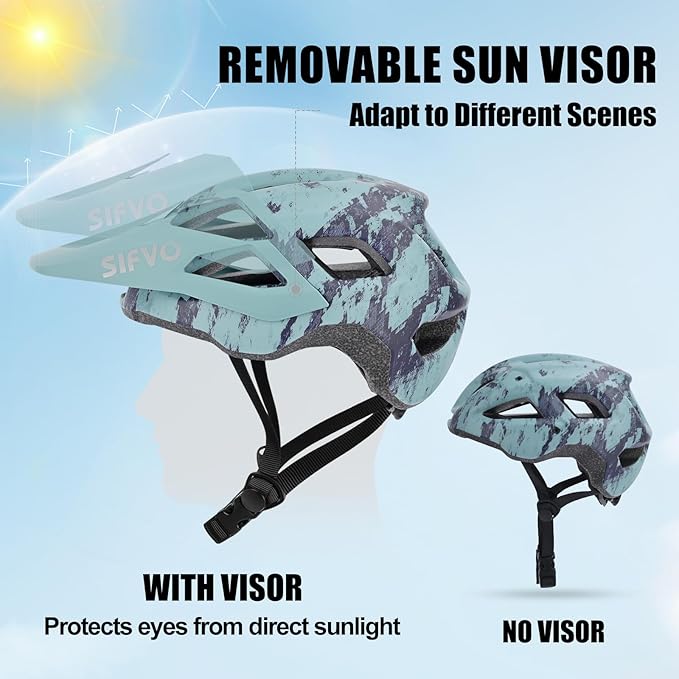 Bike Helmets for Men and Women, Mountain Bike Helmet with Extended Visor Helmets for Adults Adjustable & Comfortable Bicycle Helmet Road Bike Helmet 55-61cm