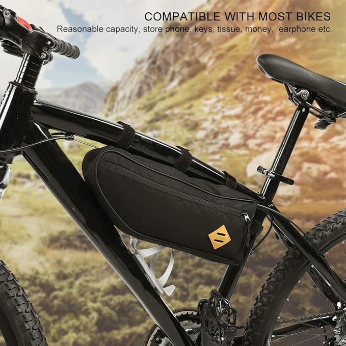 Tbest Bike Triangle Frame Bag, Bicycle Frame Bag Large Waterproof Cycling Triangle Pack Bike Front Top Tube Bag Cycling Under Seat Pouch