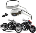 DREAMIZER Motorcycle Mirrors for Handlebars - 10mm Chrome Mirrors with Mount for Fury Shadow Rebel VTX Valkyrie Vstar Vulcan 900 Roadstar Scooter ATV - Oval
