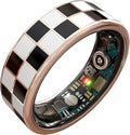 Smart Ring Blood Pressure Monitoring 5ATM Waterproof Activity Tracker Stress/Temperature Sensor Sleep Coach & Women’s Health Titanium Unisex Sport Ring Compatible with iOS/Android Ink 12