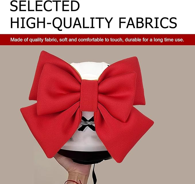 1 PC Motorcycle Helmet Large Bow Decoration, 7.9" x 10.2" Ribbon Bows for Helmet, Big Solid Color Bowknot Accessory, Cute Fashion Ornament Accessory for Motorcycle Electric Vehicle (Red)