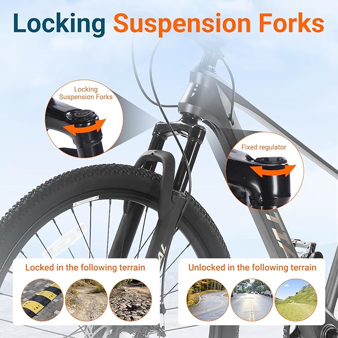SPATIAL Mountain Bike, 20/24/26/27.5/29 inch Outdoor Cycling Bike,21/8 Speed Lightweight Aluminum Frame | Dual Disc Brakes,Adjustable Ergonomic Seat for Men Women Adult Teens