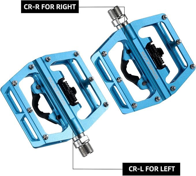 ROCKBROS MTB Mountain Bike Pedals Compatible with SPD Mountain Bike Dual Function Sealed Clipless Aluminum Bicycle Flat Platform 9/16" Pedals with Cleats for Road, MTB, Mountain Bikes