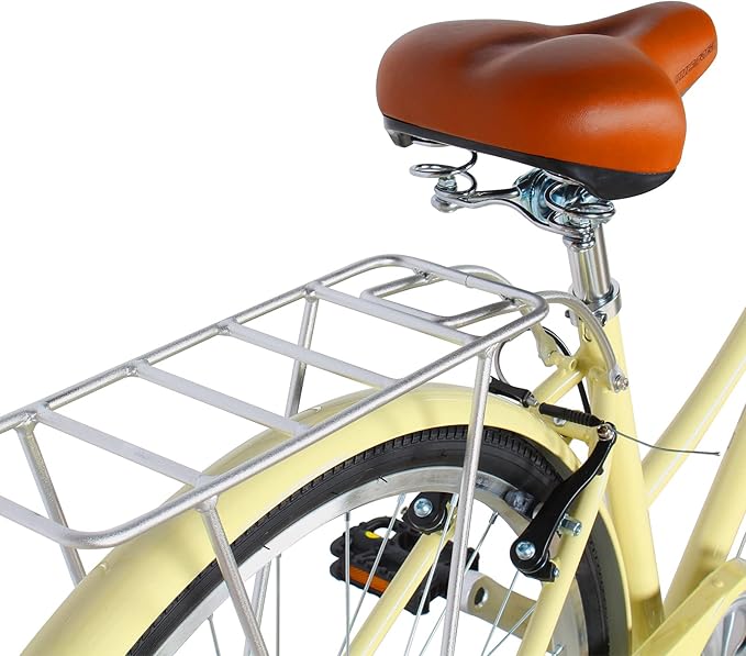 MICARGI 24/26 Inch Adult Cruiser Bicycle Hybrid Bike 1/7 Speeds Commuter Bike for Women, Men, Seniors,Step-Through or Step-Over Bike Steel Frame Multi Colors Style