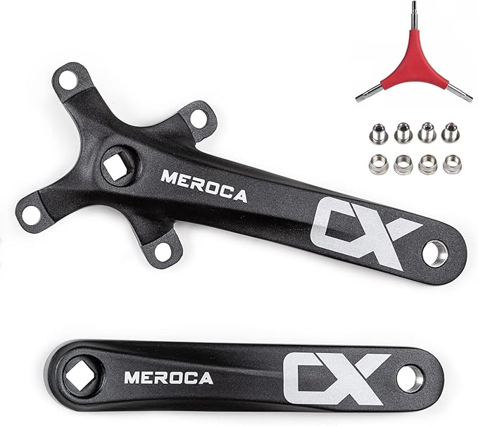 Cyclon Single Speed Square Taper Crankset, 170mm Mountain Bike Crankset with 104BCD 32T/34T/36T/38T/40T/42T Narrow Wide Tooth Round Black Chainring, Replacement for Bicycle Crank Arm Set MTB Crankset
