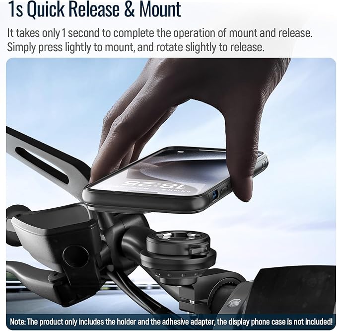 Motorcycle Phone Mount,Bike Cell Phone Holder with Vibration Dampener module,Out Front Bicycle Handlebar Mount for Mountain Road EBike,Scooter,Moto,MTB,Quick Release Attach/Detach【Series C - 2nd Gen】