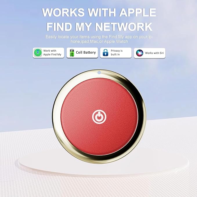Tracker Finder Works for Apple Find My (iOS Only) GPS Tracker for Luggage Keys Backpack (Red, 1Pack)
