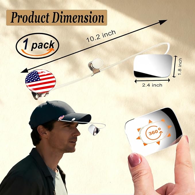 Ball Cap Rear View Bike Mirror,Enhanced Cycling Hat Mirrors,Cycling Gear Rowing Lightweight,Wheelchair Monitor (Right 1 Pack)
