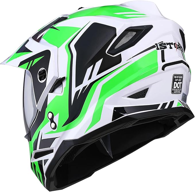 1Storm Youth Kids Dual Sport Dual Visor Motorcycle Motocross Off Road Full Face Helmet Matt Black