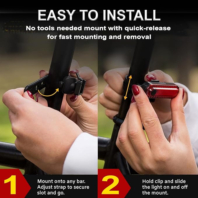Bike Tail Light 2 Pack - Bright USB Rechargeable Rear Bike Light - Easy Bicycle Tail Light Installation - Waterproof IP44,4 Modes LED Bike taillights for for Adults Kids Men Women Road Mountain