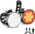 2026 Ultra Slim Bike Lights with Reflectors, 8+6 Modes Bike Headlight and Tail Light Assemblies Motorcycle, IP65 Waterproof & Dual USB-C 1-2 Hrs Fast Charge Bike Lights for Night Riding Cycling