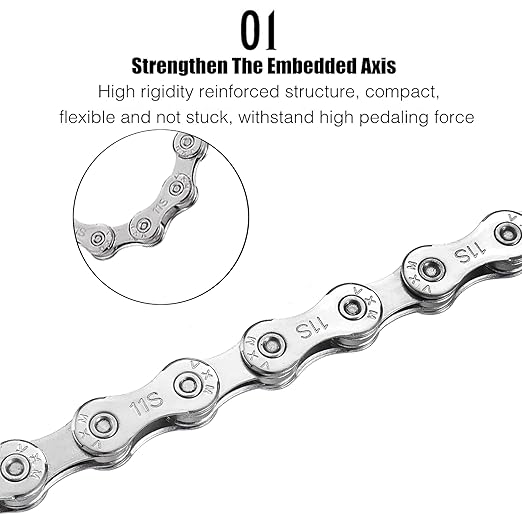 VXM Bike Chain 1/2" x 11/128" 116 Links 11-Speed, MTN BTX MTB Road, Alloy Steel, 3968 lbf, 1638 lbs/in