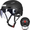 ILM Adult Bike Helmet with USB Rechargeable LED Front and Back Light Mountain&Road Bicycle Helmets for Men Women Removable Goggle Cycling Helmet E3-10L