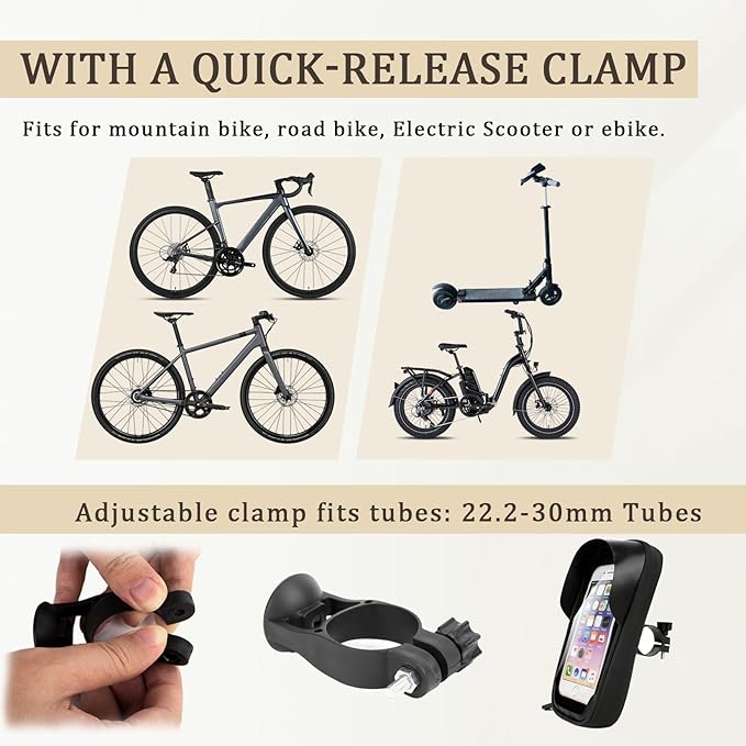 PSLER Bike Frame Bag Waterproof - Bike Top Tube Bag, Mountain Biking Accessories & Bicycle Pouch, Bicycle Top Tube Bag Accessories for Phones 4.5" to 6.4", Fits 22.2-30mm Tubes, Small