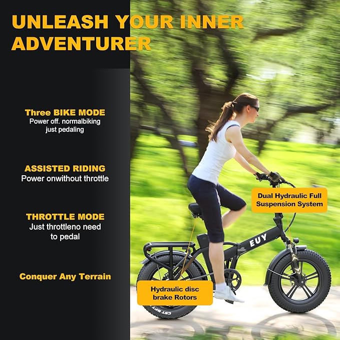 Folding Electric Bike for Adults and Seniors, 1000W Motor 48V 20AH Battery 30MPH 80 Miles, 20" Fat Tire All Terrain Ebike, 7-Speed Commuter E Bike, Step-Thru Electric Bicycle for Women and Teens