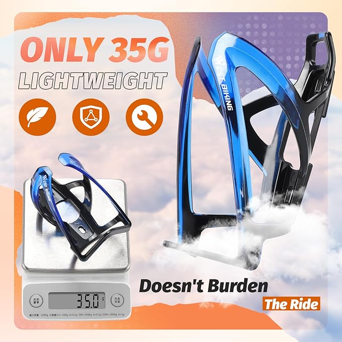 West Biking Bike Water Bottle Cages Ultra-Light Durable PC Bicycle Bottle Holder with Screws Tool, Easy Installation Bicycle Drink Cup Holders Cycling Kettle for MTB Road Bikes
