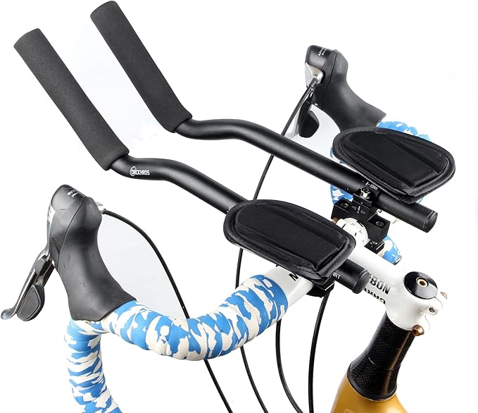 Bike Aero Bars Aluminum Alloy Armrest Bar for Road Bike Bicycle Racing TT Handlebar Clip on Relaxation HandleTriathlon Handlebars Bicycle Accessories