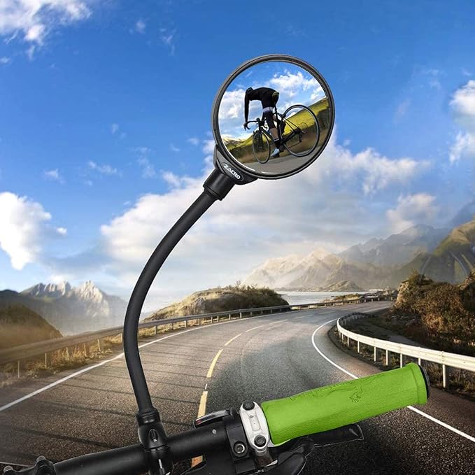 AtfArt Bike Mirror Handlebar Mount HD Bike Rear View Mirror Bicycle Mirrors for Handlebars Adjustable Rotatable Bike Mirrors Ride Safely (A-2 Pcs Black Long Mirror)