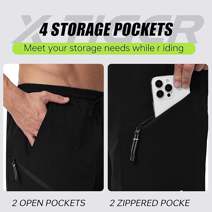 X-TIGER Men's Mountain Bike Shorts 5D Padded Loose-fit Biking Riding Cycling Bicycle Biker Zipper Pockets Quick-Dry