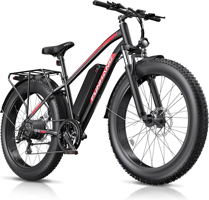 Electric Bike for Adults, 1000W Peak Ebike, 25MPH 60Miles Electric Mountain Bike, 26" Fat Tire Electric Bicycle with 48V 13AH Battery, Front Suspension,7 Speed, Rear Rack, UL 2849 Certified