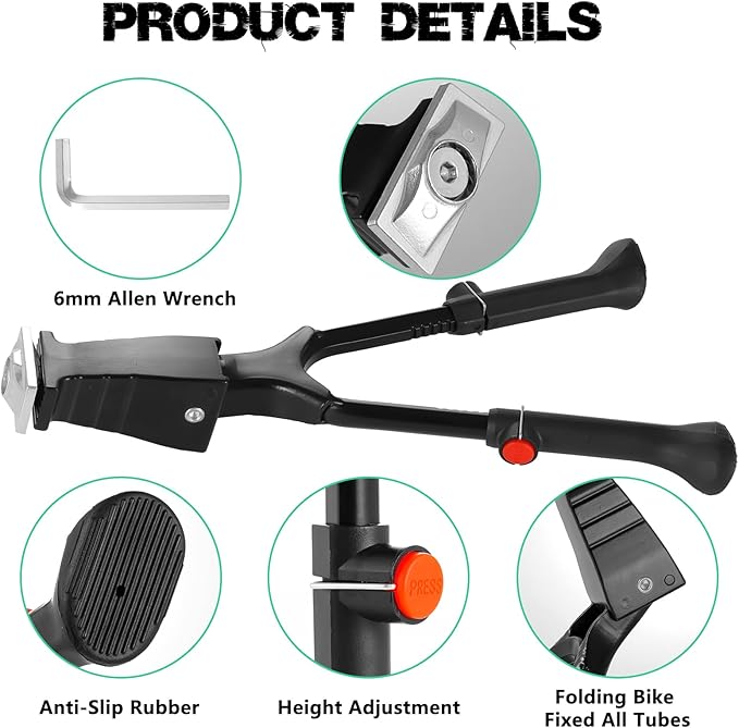 Adjustable Bike Kickstand with Double Legs - Aluminum Alloy Bicycle Kick Stands for 22-26 Inch Adult Bike, Road Bikes and Electric Bike