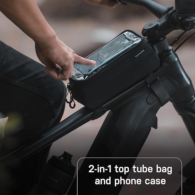 Topeak Bento Pack – 2-in-1 Top Tube Bike Bag & Touchscreen Phone Case with Dual Compartment Storage, Adjustable Straps, and Durable Nylon-TPU Construction
