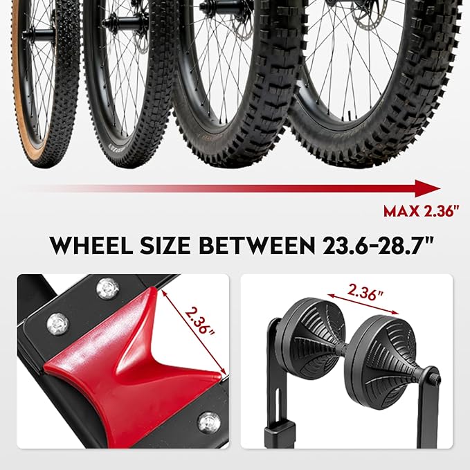 3-In-1 Foldable Bike Floor Stand, Portable Bike Storage for Garage, Up to 2.4" Tire Wide, MTB & Road Bicycle Floor Stand, Front Rear Wheel & Vertical Parking Rack Fit for 24"-29" Bikes