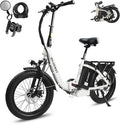 Wildeway Folding Electric Bike for Adults with 750W Motor 32Ah Battery Long Range FW11 Ebike 20 * 3.0 Fat Tire Foldable Adults Electric Bicycle for Men Women City Commuter Delivery 2 Seat