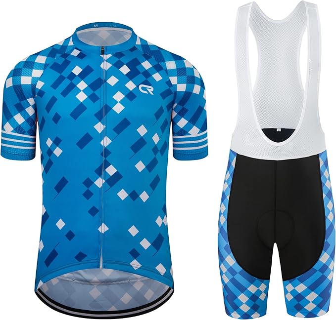 Coconut Ropamo CR Men's Cycling Jersey Set Road Bike Jersey Zipper Pocket Bib Shorts with 4D Padded Cycling Clothing Set