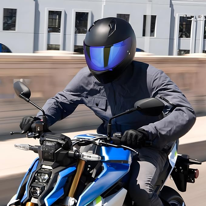 LKV HJ-34P Helment Visor Replacement - HJC C10 Motocycle Helmet Visor UV Protection Face Shield Compatible With HJ34P HJC C10 (Chrome Blue)
