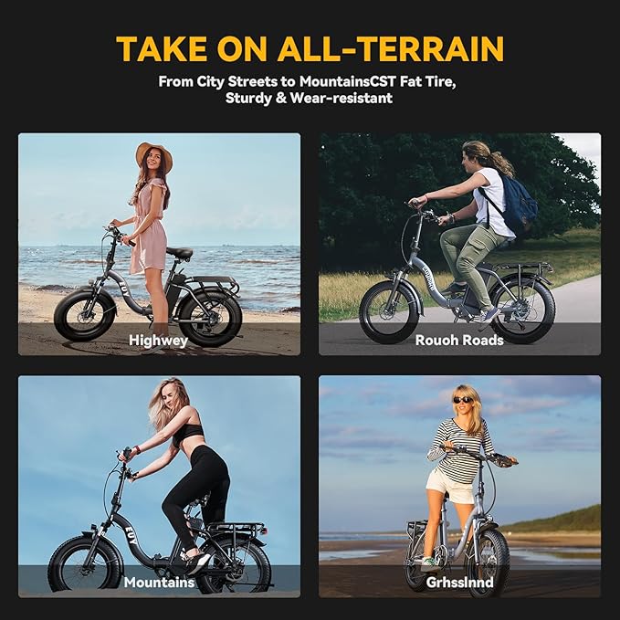 EUYBIKE1000W Folding Electric Bike for Adults,30mph Max Speed, 15AH Removable Battery Ebike, 20" 3 Fat Tire Electric Mountain E Bike with 7-Speed,Adult Electric Bicycles for Commute Beach Snow Blueb…