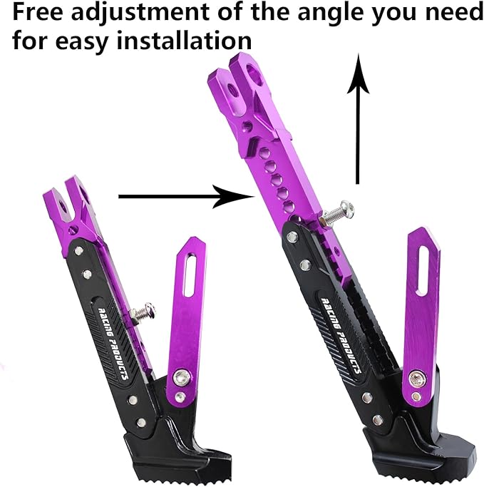 Universal Motorcycle Kickstand Adjustable Foot Side Support Parking Kickstand for Electric Motorbike Parking Foot Side Support Stand (Purple)