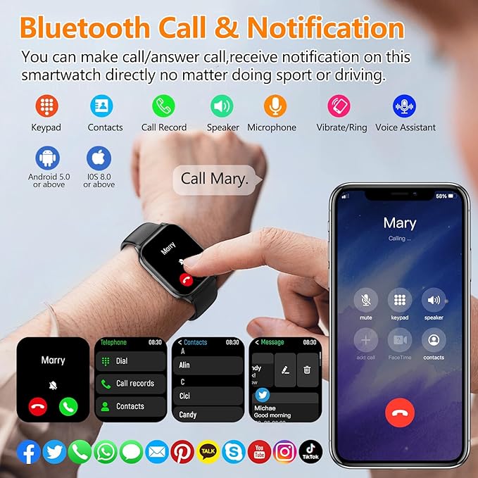 Smart Watch for Women Men with Text and Call, 2026 New AI Smartwatches with Heart Rate/SpO2/Sleep/Stress Monitor, 100+ Sports Modes, GPS Fitness Watches Compatible with iOS/Android