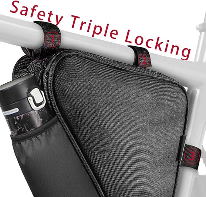 Bike Triangle Bike Bag - Black - Bicycle Accessories for Adult Bikes，Water Bottle Pocket， Waterproof