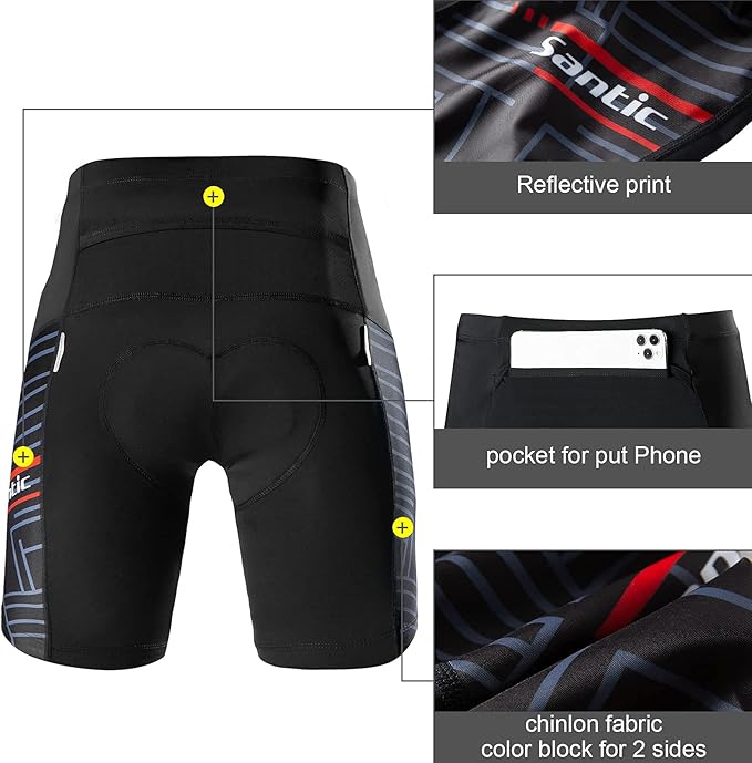Santic Men's Cycling Shorts Padded Bicycle Riding Pants Bike Biking Clothes Cycle Wear Tights