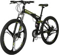 EUROBIKE YH-G7 Folding Mountain Bike 27.5 Inches Wheels 21 Speed Full Suspension Dual Disc Brakes Foldable Frame Bicycle for Men