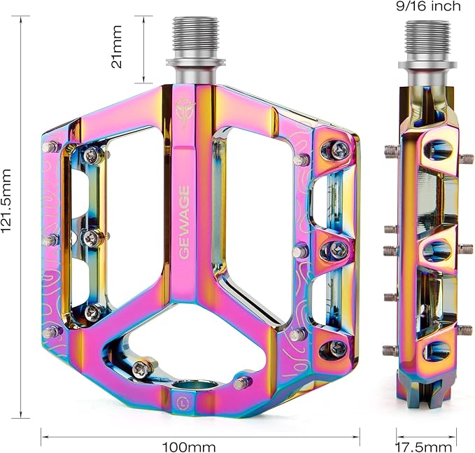 Road/Mountain Bike Pedals -Non-Slip Bicycle Flat Pedals Aluminum 9/16" - 3 Sealed Bearing Lightweight Platform Pedals for Road Mountain BMX MTB Bike