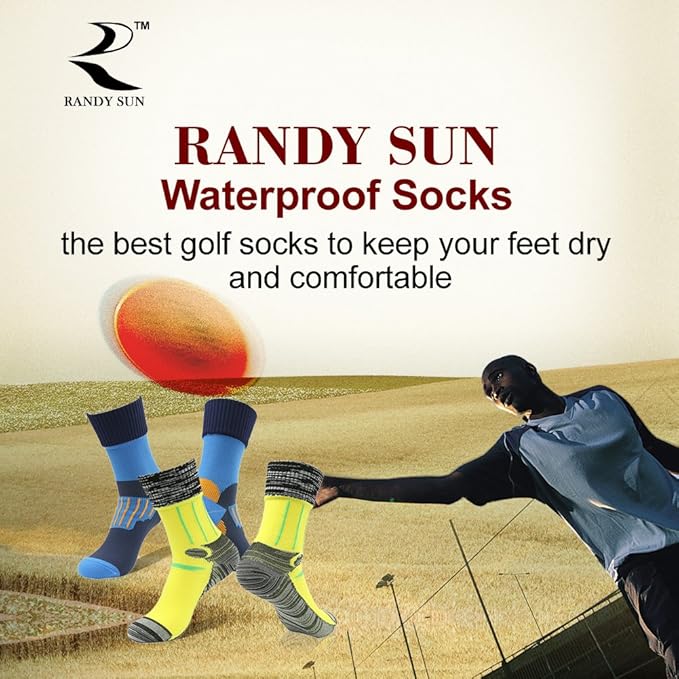 RANDY SUN Waterproof Breathable Socks, [SGS Certified] Unisex Novelty Skiing Trekking Hiking Wading Trail Socks