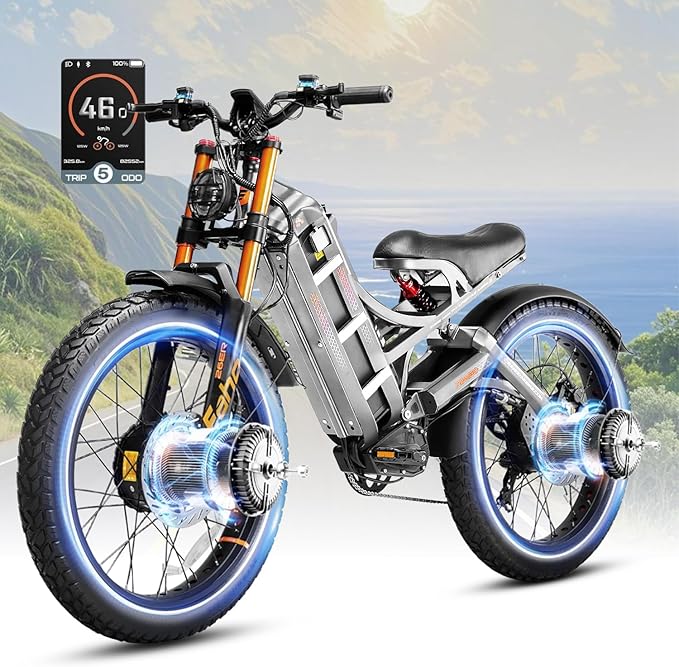 eAhora Romeo Pro 3 Electric Bike - [2026 Latest] 50MPH 5600W Dual Motor 60V 80AH 250Miles Long Range Ebike for Adults, 26" * 4.0 Fat Tire Fast Electric Mountain Bike Full Suspension Off-Road E-Bike