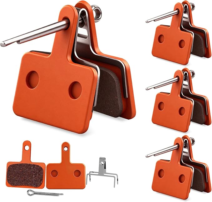 4 Pairs Bike Brake Pads, Disc Brake Pads (Resin,Semi-Metallic) for Mountain Bike Disc Brakes, Bicycle Brake Pads Compatible with TRP Tektro Shimano Deore Br Ebike Brake Pads