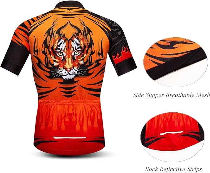 Men's Cycling Jerseys Wolf Print Bicycle Shirts Summer Road Bike Clothes Quick Dry Breathable