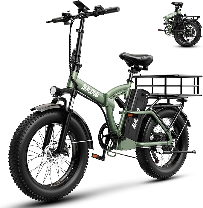 1000W Folding Electric Bike,48V 20AH Removable Battery E Bike,30+MPH,80 Miles Max Range Electric Bike for Adults,20" Fat Tire Foldable ebike,Adult Electric Bicycle for Commute Beach Snow