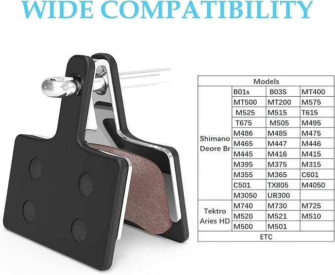 Ceramic Bike Brake Pads Set Compatible for Tektro Shimano TRP Deore Br-M575 B01s Mt200 M525 M515 T615 T675 M505 M495 M486 M485, Mountain MTB Ebike Brake Pads[4 Pieces Brakes+1 Adjusting Tool]