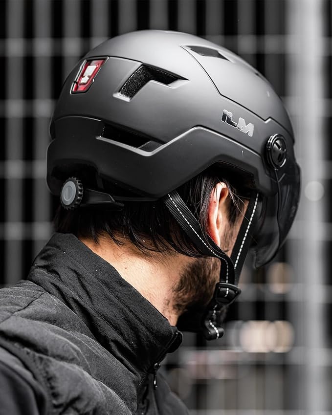 ILM Adult Bike Helmet with USB Rechargeable LED Front and Back Light Mountain&Road Bicycle Helmets for Men Women Removable Goggle Cycling Helmet E3-10L