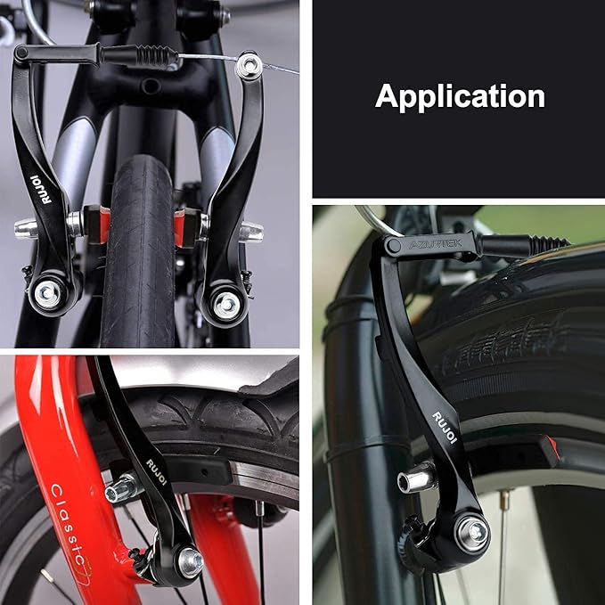 RUJOI Bike Brakes Set,Mountain Bike V Brakes Type,V-Brake Replacement Set for MTB, Road Bike,BMX,E Bike Black (2 Pack)…