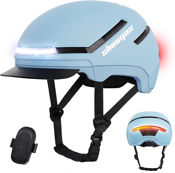 Shinmax Bike Helmet with Turn Signals, NTA Certified up to 45km/h, Bicycle Helmet for Men Women with USB Rechargeable Rear Light, Viser, Cycling Helmet for E-Bike & S-Pedelec,Scooter, Commuter, Adults