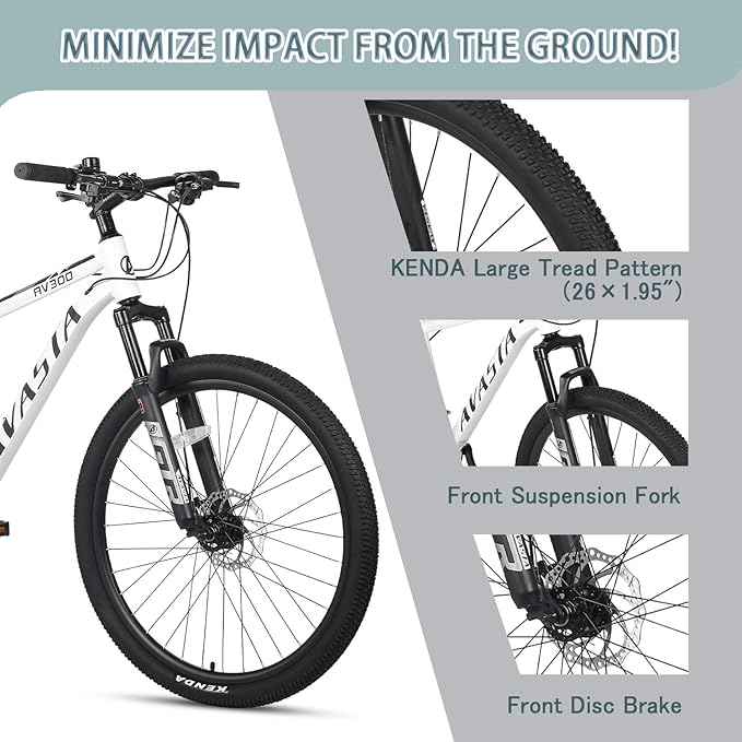 AVASTA AV300 26 27.5 inch Mountain Bike with 21-Speed, Aluminum Frame, Dual Disc Brake, Comfortable Saddle, Multiple Colors