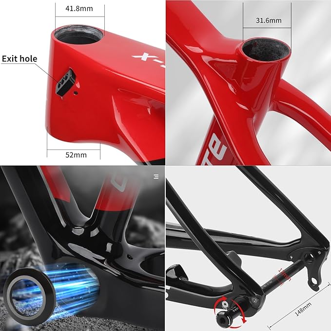 27.5er 29er Carbon Fiber Mountain Bike Frame 15''/17''/19'' Disc Brake Frame 12 * 148mm Thru Axle Boost Frame Semi-Internal Routing XC