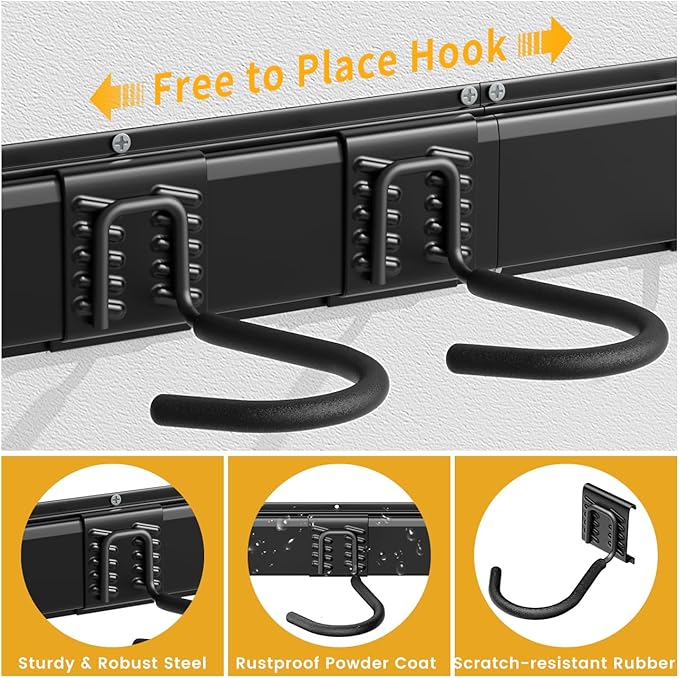 Housolution Bike Storage Rack 48Inch for 6 Bikes + 5 Helmets, Up to 500lbs, Heavy Duty Bike Hangers for Garage, Bike Hooks for Garage, Solid Steel Bicycle Storage, Bike Wall Mount, New Black
