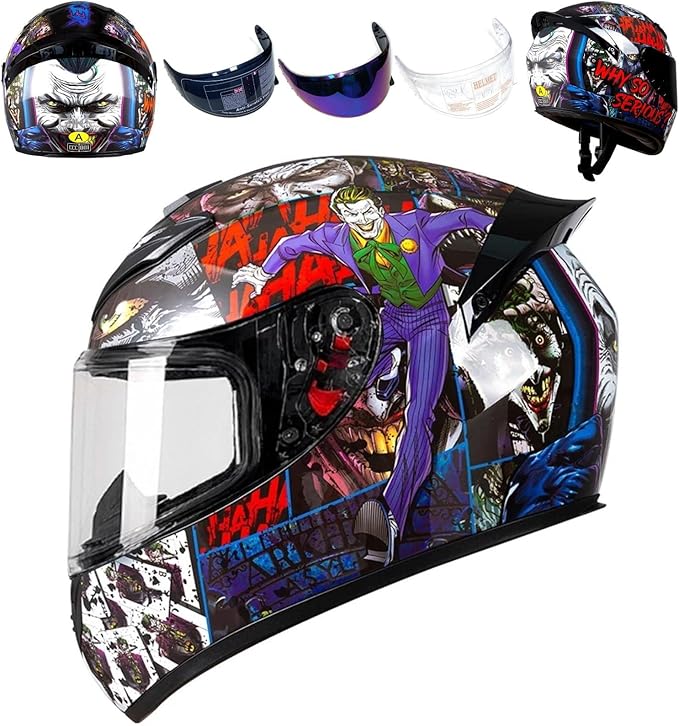 Full Face Motorcycle Helmet Racing Motocross Helmets with Pinlock Compatible Clear&Tinted Visors DOT Model Approved Street Bike Helmet